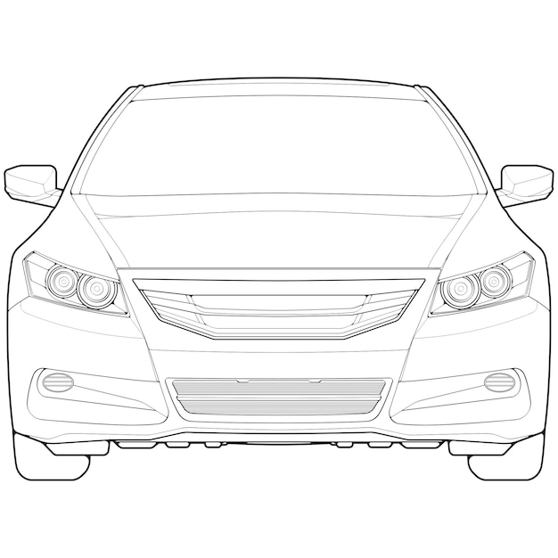 car outline blueprint vector front view car with line art style isolated car vector art hand drawn car vector