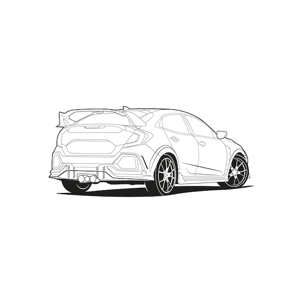 Car outline line art coloring page