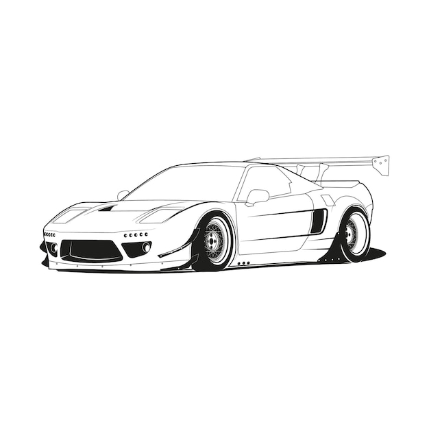 Vector car outline line art coloring page