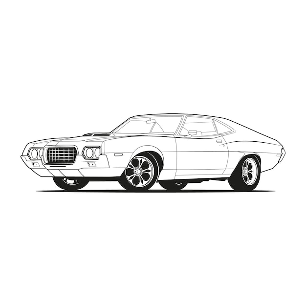 Vector car outline line art coloring page