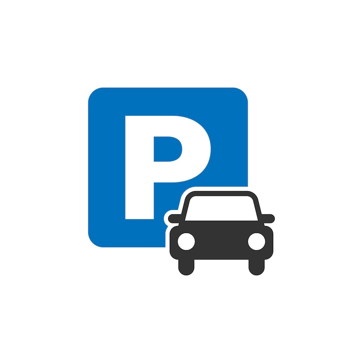 Vector car parking icon in flat style auto stand vector illustration on white isolated background roadsign business concept