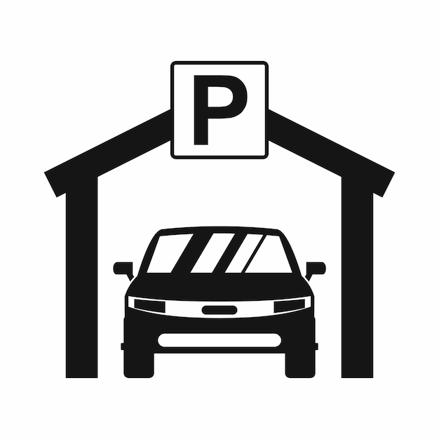 Car parking icon in simple style isolated on white background