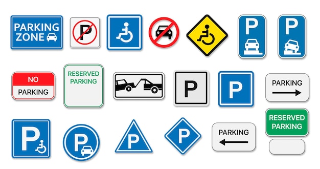 Vector car parking sign no parking building entrance tow away zone car parking area office employee only