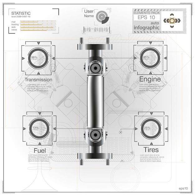 Vector car parts icons set. realistic illustration of car parts icons for web