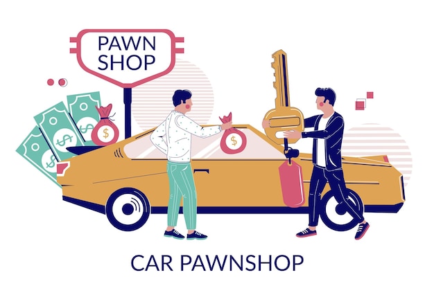 Car pawnshop vector flat style design illustration