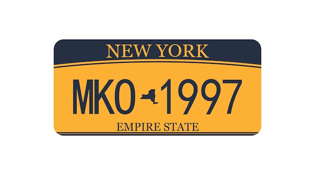 Car plate numbers Ney York American yellow vehicle licence Isolated vector