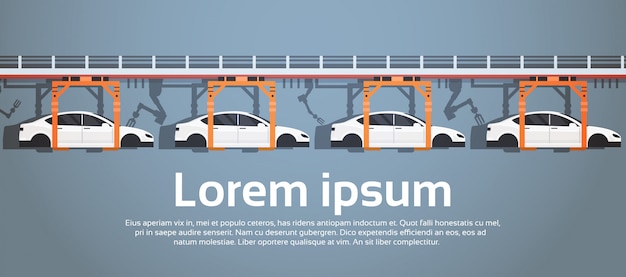 Concetto di industria di automazione industriale del macchinario automatico del trasportatore di produzione dell'automobile