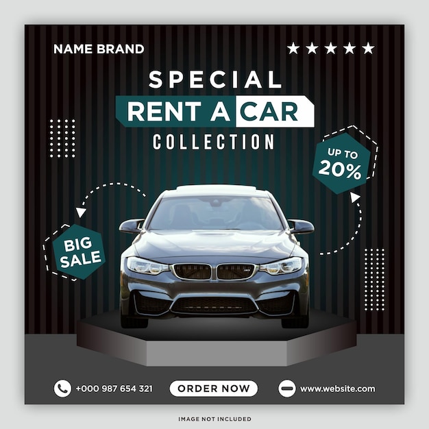 Car promotion social media post banner template vector