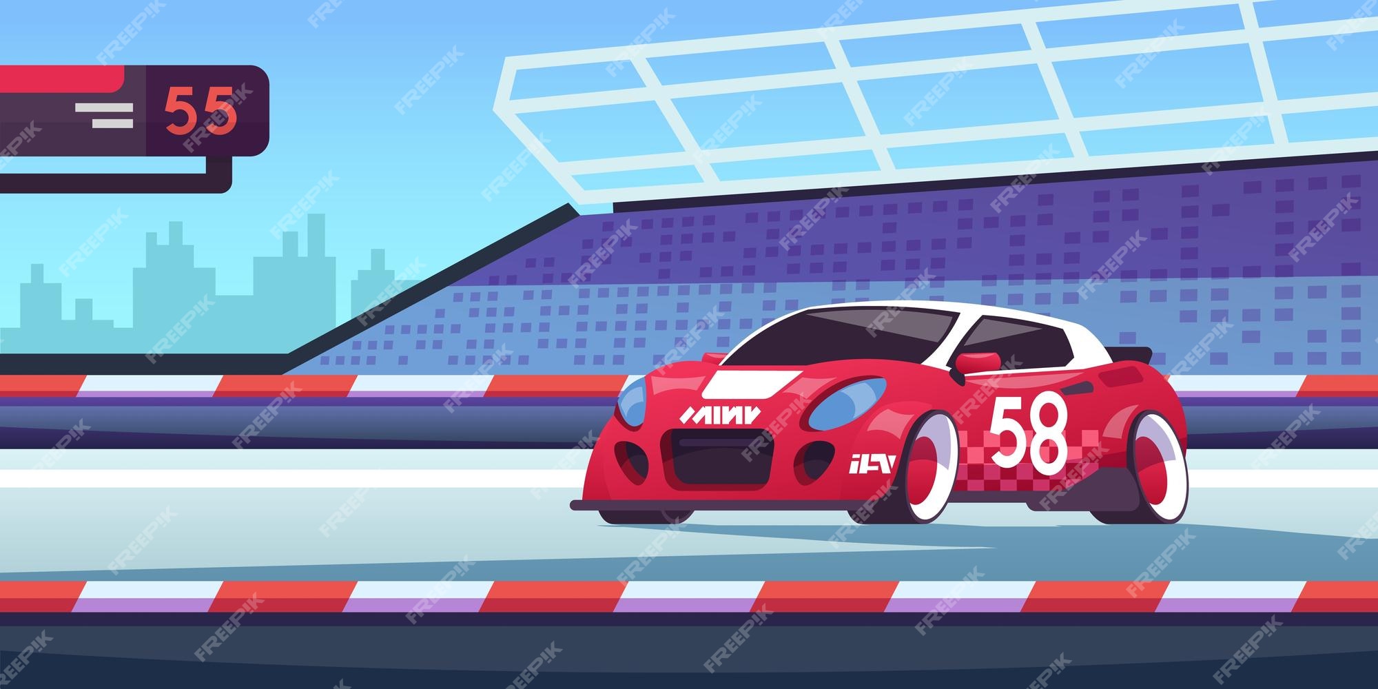 Ilustração do Stock: Race car racing on speed track, Car race on