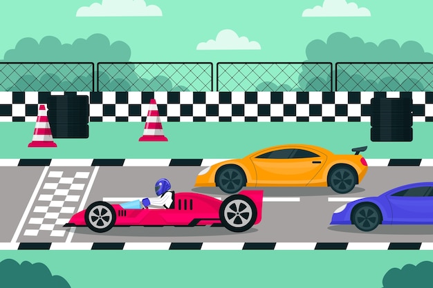 Vector car racing illustration in flat design