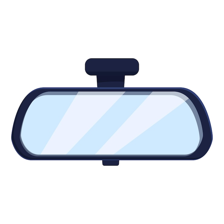 Vector car rear view mirror reflecting empty road ahead