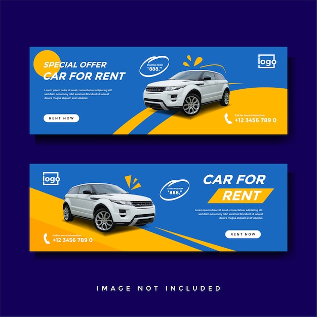 Vector car rent facebook cover banner ad template