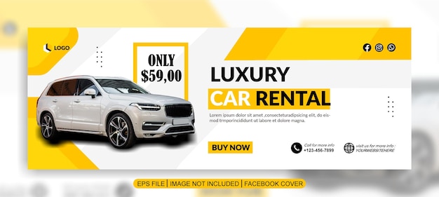 Vector car rent facebook cover banner template