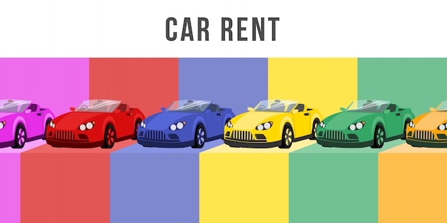 Car rent flat banner vector template