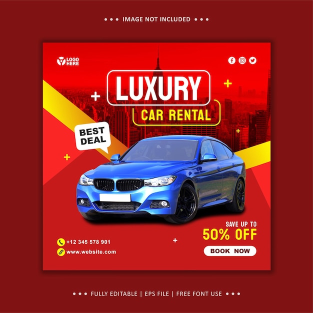 Car rent flyer promotion instagram post banner template