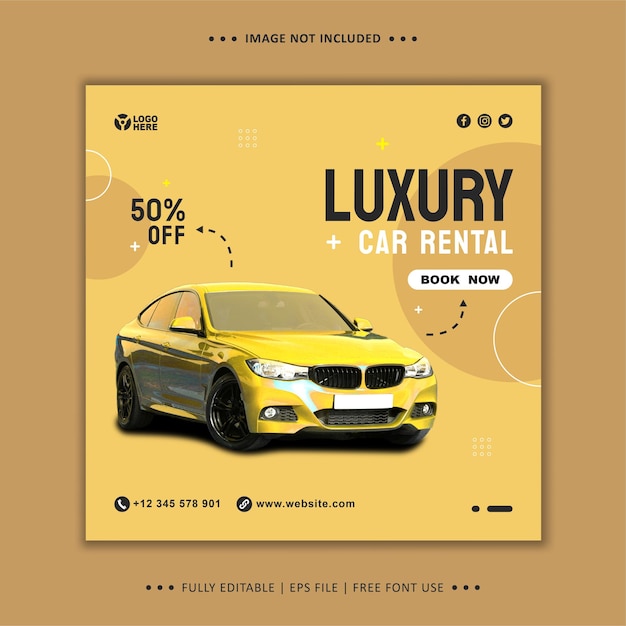 Car rent flyer promotion instagram post banner template