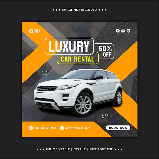 Vector car rent flyer promotion instagram post banner template