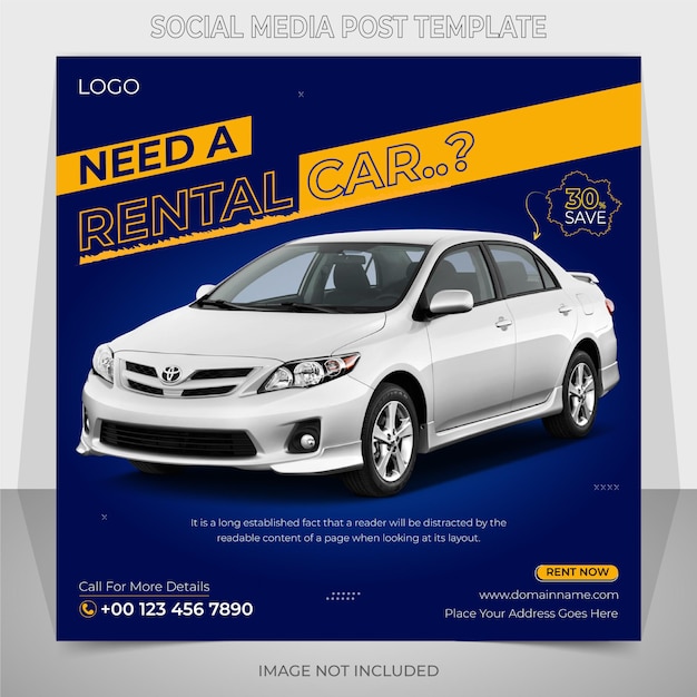 Car rent promotion social media post banner and square flyer backround template