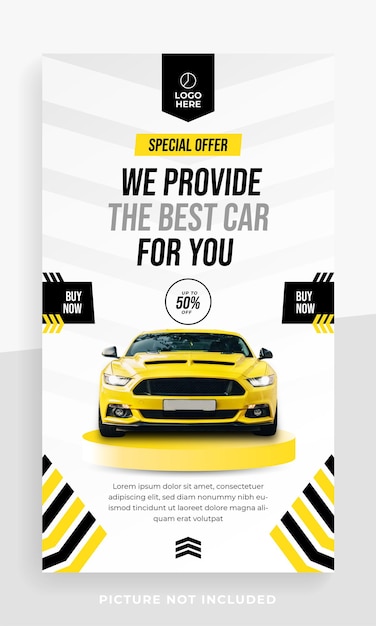 Car rent and sale poster banner or social media stories post