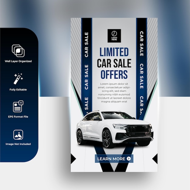 Car rent and sale poster stories banner or social media post template