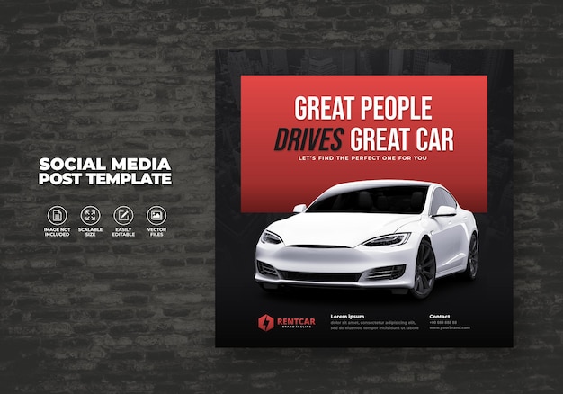 Car rent and sell for promotion social media post square template  banner vector