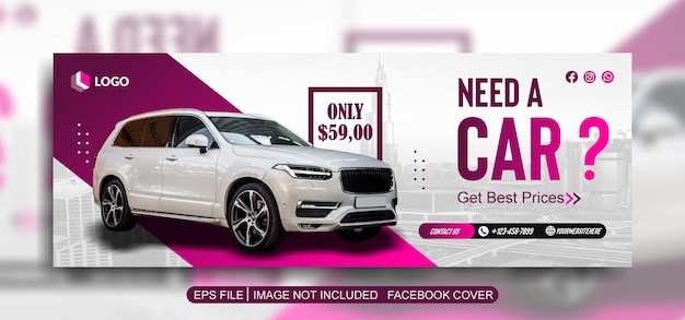 Vector car rent social media post template