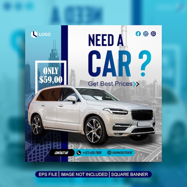 car rent social media post template