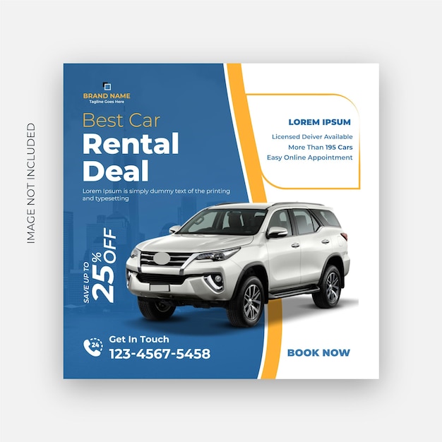 car rent social media sale banner or promotion template design