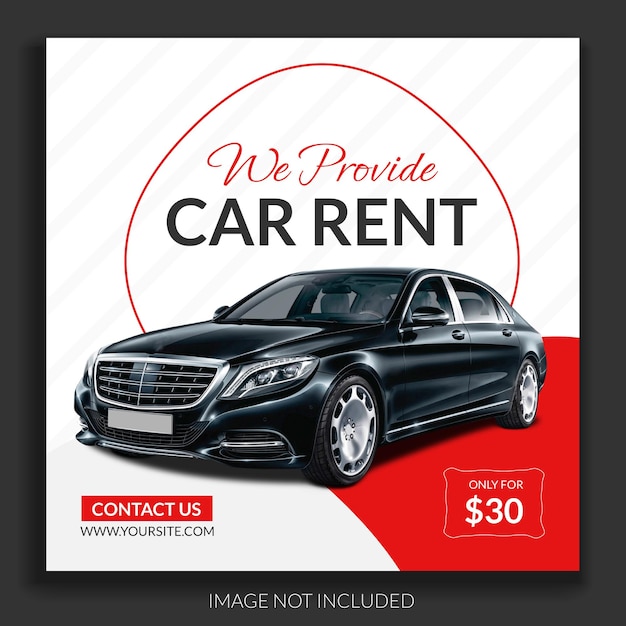 Vector car rent social media template instagram post web banner promotional