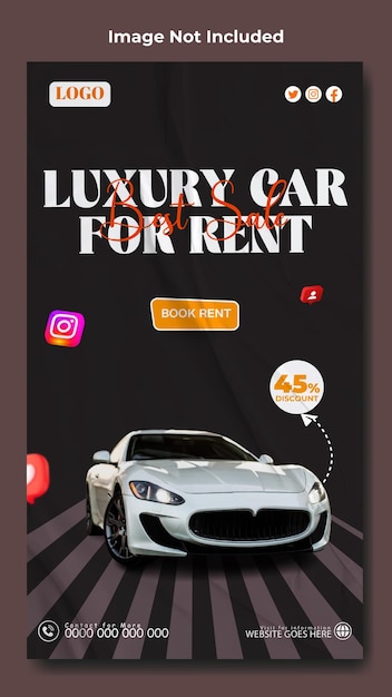 Vector car rent story template design