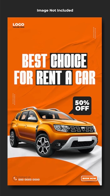 Vector car rent story template design