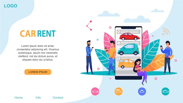 Car rent website template. ride sharing station.