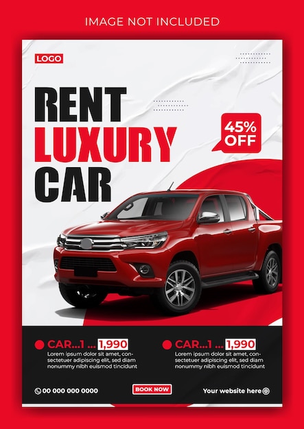car rental ads flyer template design
