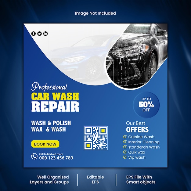 Car rental and automotive social media banner or instagram post template