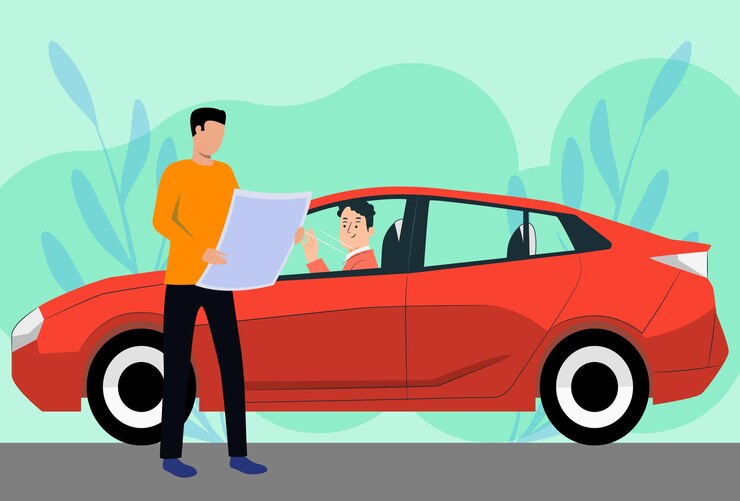Vector car rental concept illustration stylish and beautiful