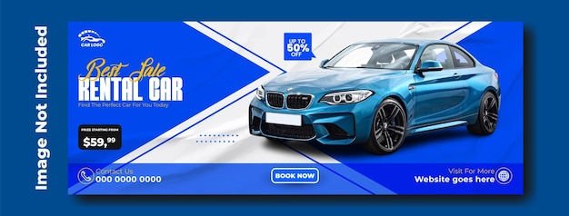ベクトル 自動車レンタルカバー広告デザイン