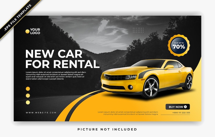 Vector car rental cover banner web poster promotion post template