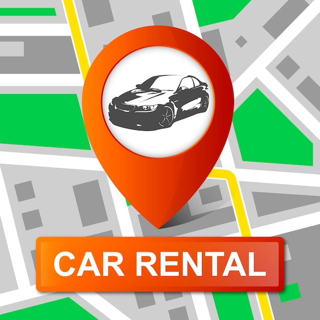 Car rental and crusher location on navigation map