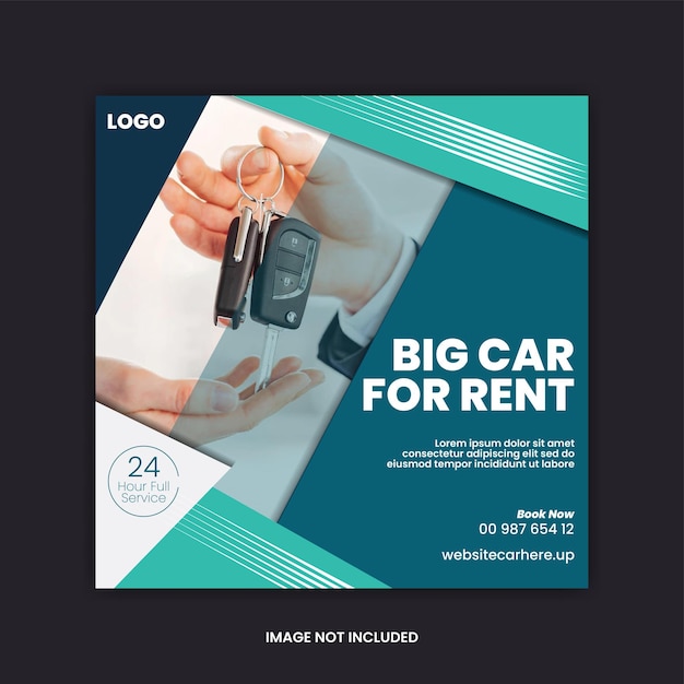 Car rental Digital social media post square banner design template