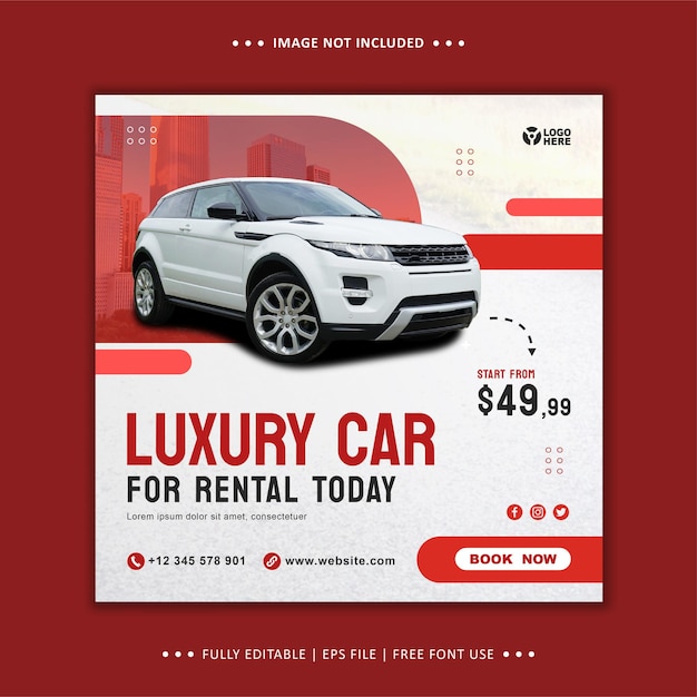 Car rental instagram post promotion design banner background template