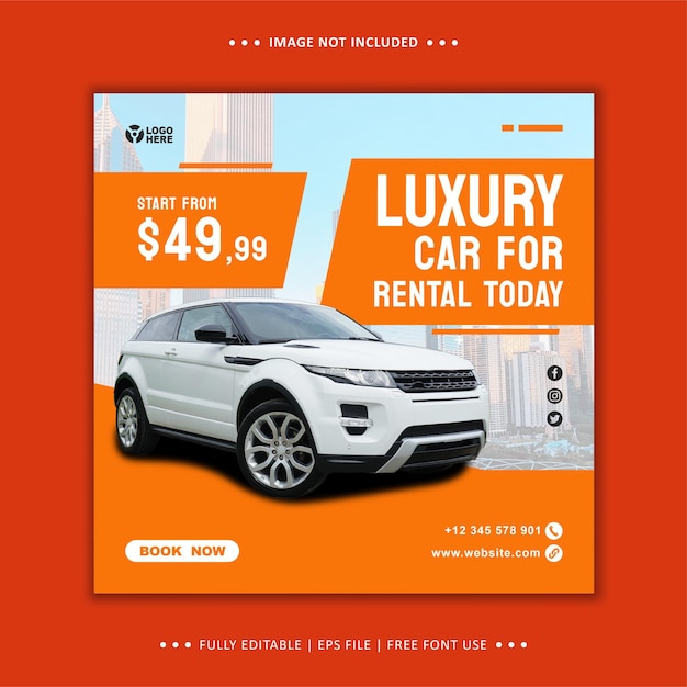 Vector car rental instagram post promotion design banner background template