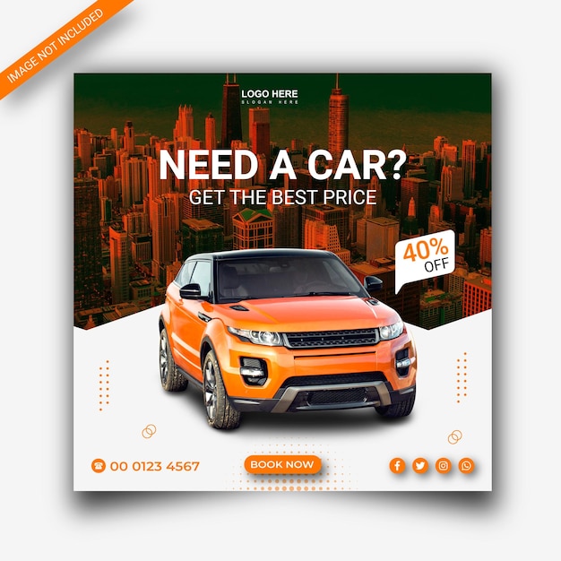 Vector car rental instagram social media post banner template