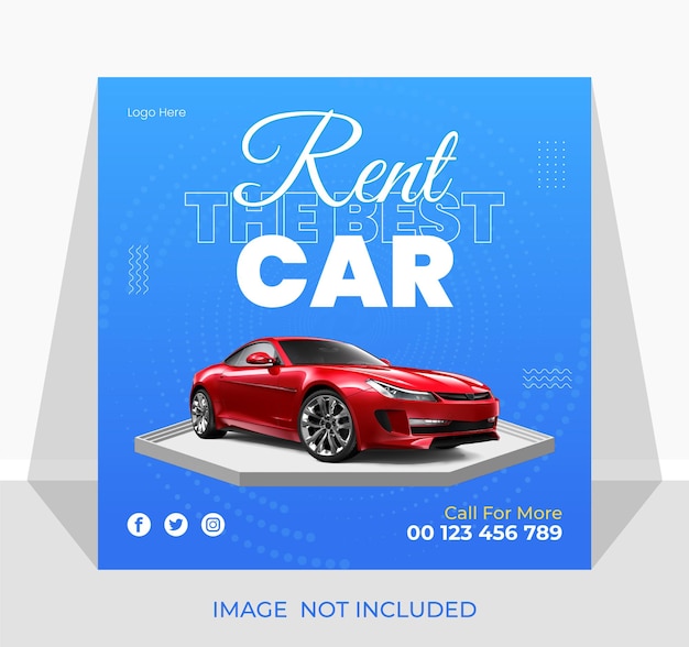 Car rental instagram social media post banner template