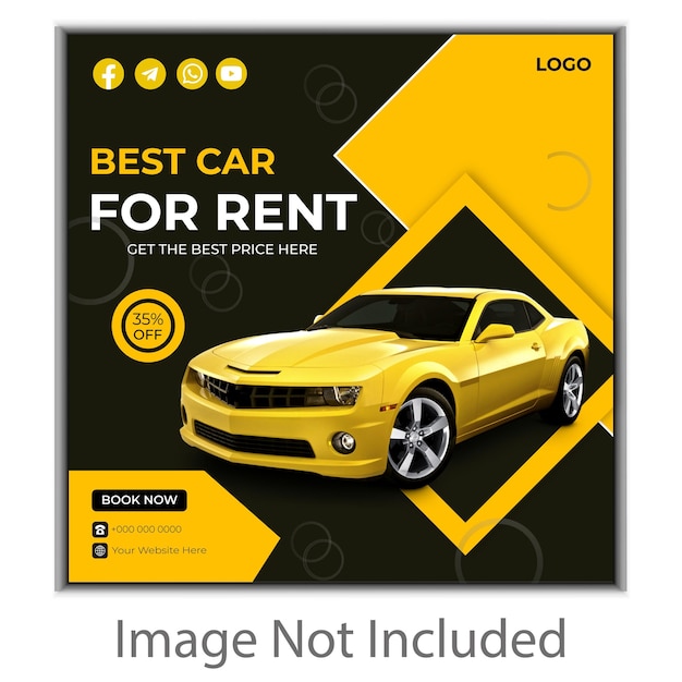 Vector car rental instagram social media post banner