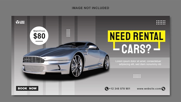 Vector car rental promotion banner template