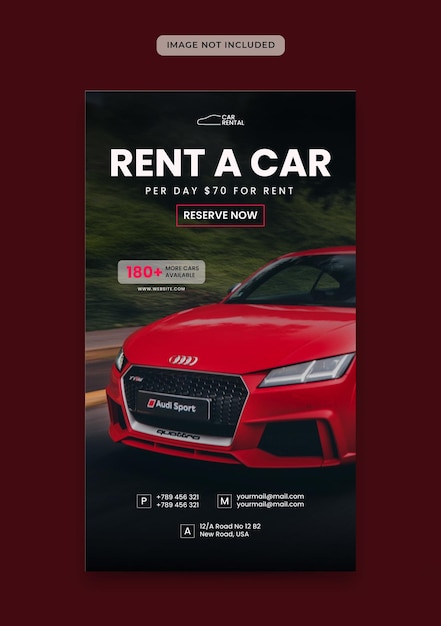 Car rental promotion instagram stories banner template with minimal concept