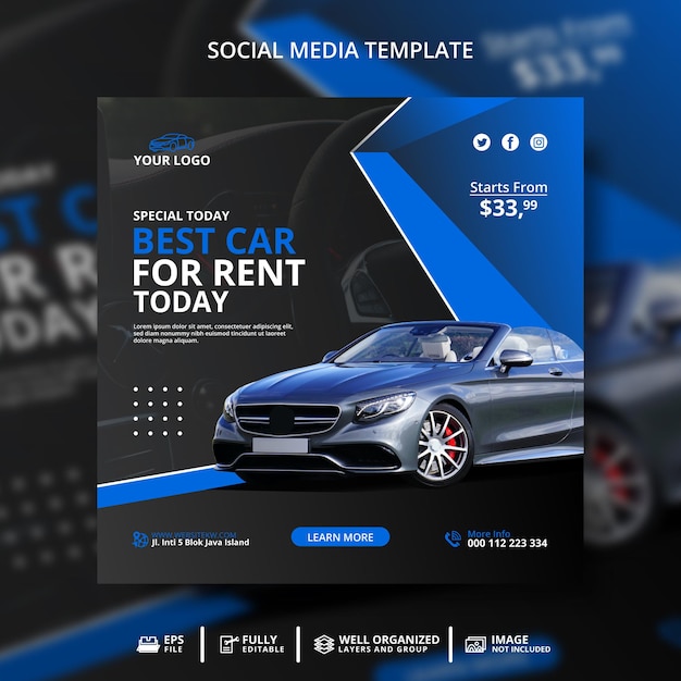 Car Rental Promotion Social Media Banner Template