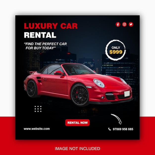 Vector car rental promotion social media instagram post banner template