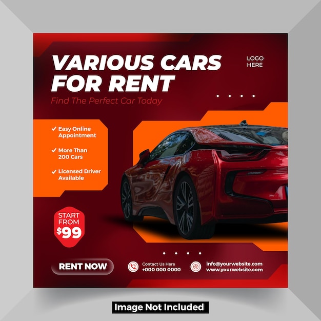 Car rental promotion social media instagram post banner template