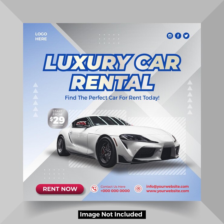 Car rental promotion social media instagram post banner template
